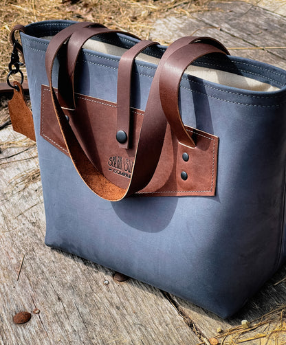 The “Elliott” (Blue with dark brown accents)